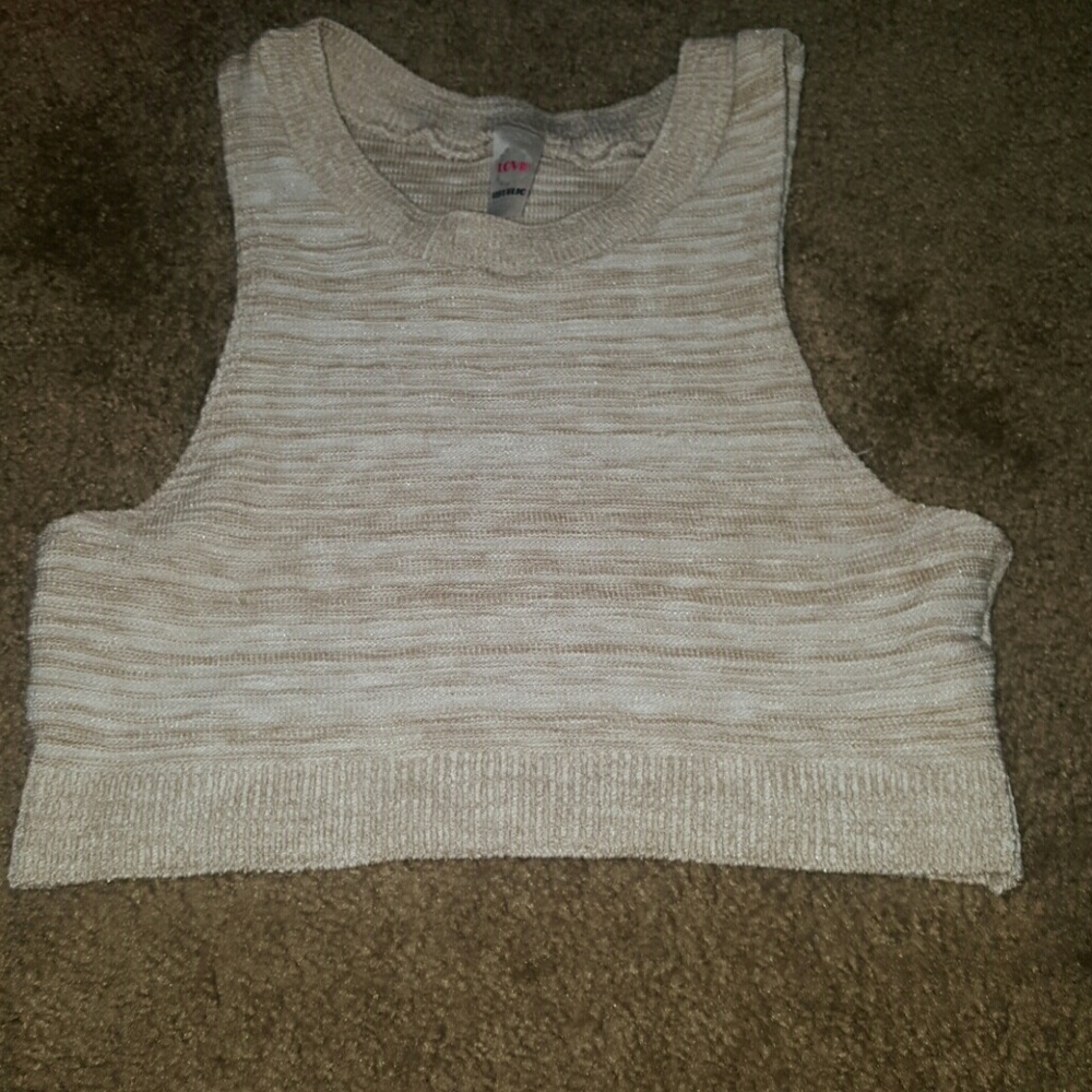 white and beige crop top